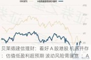 贝莱德建信理财：看好 A 股港股 机遇并存 ：估值低盈利超预期 波动风险需留意  ：A 股港股投资展望