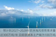 海风：预计到2027~2028年欧洲海风塔筒需求量会达到接近300万吨/年 目前欧洲本土产能为100万吨/年