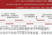 新三板创新层公司立高科技新增专利信息授权：“一种卫生型防汽蚀蒸汽冷凝水收集装置、收集系统”