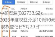 中矿资源(002738.SZ)：2023年度权益分派10派10元 股权登记日5月29日