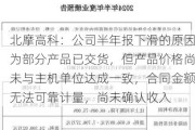 北摩高科：公司半年报下滑的原因为部分产品已交货，但产品价格尚未与主机单位达成一致，合同金额无法可靠计量，尚未确认收入