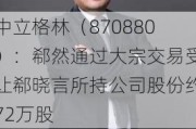 中立格林（870880）：郗然通过大宗交易受让郗晓言所持公司股份约72万股