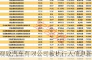 观致汽车有限公司被执行人信息新增：融资租赁***涉及金额1.02亿