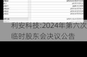 利安科技:2024年第六次临时股东会决议公告