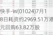 快手-W(01024)7月18日耗资约2969.51万港元回购63.82万股