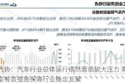 中汽协：汽车行业总体运行依然面临较大压力 需要采取有效措施保障行业稳定发展