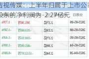 吉视传媒：上半年归属于上市公司股东的净利润为-2.27亿元