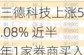 三德科技上涨5.08% 近半年1家券商买入