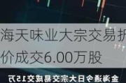 海天味业大宗交易折价成交6.00万股