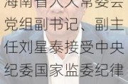 海南省人大常委会党组副书记、副主任刘星泰接受中央纪委国家监委纪律审查和监察调查