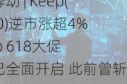 港股异动 | Keep(03650)逆市涨超4%  Keep 618大促活动已全面开启 此前曾斩获健身鞋服top3