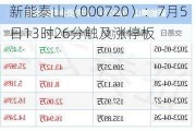 新能泰山（000720）：7月5日13时26分触及涨停板