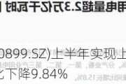 赣能股份(000899.SZ)上半年实现上网电量69.46亿千瓦时，同比下降9.84%