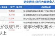 山子高科股价跌破1元：董事长停发薪水，目标股价恢复至1.6元以上