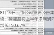 8月19日上市公司重要公告集锦：赣能股份上半年净利润同比增长150.67%