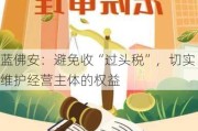 蓝佛安：避免收“过头税”，切实维护经营主体的权益