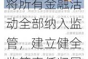 金融监管总局：要推动依法将所有金融活动全部纳入监管，建立健全监管责任归属认领和兜底监管机制