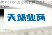 滔搏(06110.HK)年度利润增长20.5%至22.13亿元 末期息5.00分