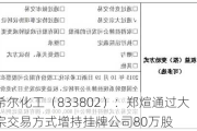 希尔化工（833802）：郑煊通过大宗交易方式增持挂牌公司80万股