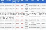 永泰能源董事常胜秋增持24万股，增持金额28.56万元