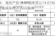 华铁应急：海控产投19.97亿元受让14.01%股份 海南国资委成实控人 22日复牌