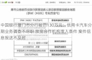 中国银行厦门市分行被罚130万元：信用卡汽车分期业务调查不尽职 放宽合作机构准入条件 案件信息报送不及时