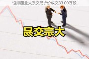 恒顺醋业大宗交易折价成交33.00万股