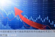 中国铝罐因行使可换股票据所附带的换股权而发行7800万股