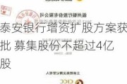 泰安银行增资扩股方案获批 募集股份不超过4亿股