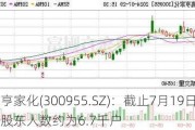 嘉亨家化(300955.SZ)：截止7月19日，公司股东人数约为6.7千户