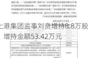 上港集团监事刘贲增持8.8万股，增持金额53.42万元