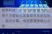 观想科技：公司自研智慧大脑，用于为智能化装备提供系统控制、显示计算、电源管理等核心功能