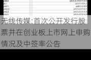 无线传媒:首次公开发行股票并在创业板上市网上申购情况及中签率公告