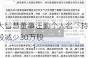 大智慧董事汪勤个人名下持股减少30万股