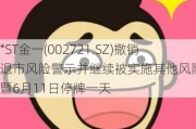 *ST金一(002721.SZ)撤销退市风险警示并继续被实施其他风险警示暨6月11日停牌一天