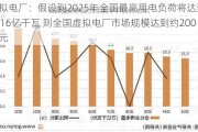 虚拟电厂：假设到2025年全国最高用电负荷将达到14~16亿千瓦 则全国虚拟电厂市场规模达到约200亿元