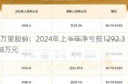 万里股份：2024年上半年净亏损1292.38万元