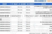 国新健康（000503）：7月23日13时13分触及涨停板