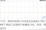 港股午评：港股恒指跌2.05%恒生科指跌3.18%！Q1净利下滑超三成理想汽车重挫19%，网易、百度、腾讯跌超3%