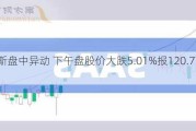 科力斯盘中异动 下午盘股价大跌5.01%报120.77美元