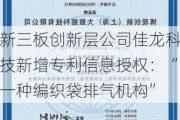 新三板创新层公司佳龙科技新增专利信息授权：“一种编织袋排气机构”