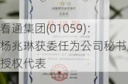 看通集团(01059)：杨兆琳获委任为公司秘书及授权代表