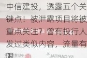 中信建投，透露五个关键点！被泄露项目将被重点关注？曾有投行人发过类似内容，流量有限