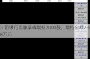 江阴银行监事承晖增持7000股，增持金额2.68万元