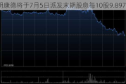 药明康德将于7月5日派发末期股息每10股9.8974元