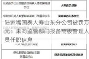 陆家嘴国泰人寿山东分公司被罚万元：未向监管部门报备高级管理人员任职信息