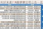 利好来袭！A股多家公司公告一览