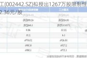 龙星化工(002442.SZ)拟授出1267万股限制性股票 授予价为2.36元/股