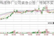 突然30%涨停！公司紧急公告：传闻不实！