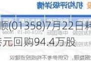 普华和顺(01358)7月22日耗资约109.47万港元回购94.4万股